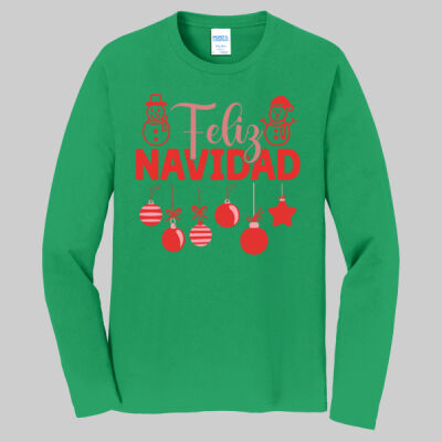 Adult Long Sleeve Shirt - Feliz Festive - Red Thumbnail