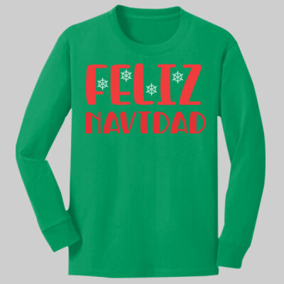 Youth Long Sleeve Shirt - Feliz Navidad - Red Thumbnail