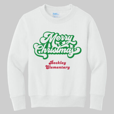 Youth Crewneck - Merry Christmas - Green & Red Thumbnail